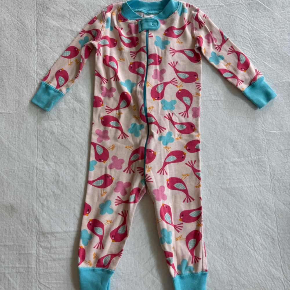 Hanna Andersson Pink Birds Pajamas Size 9-18 Mths
